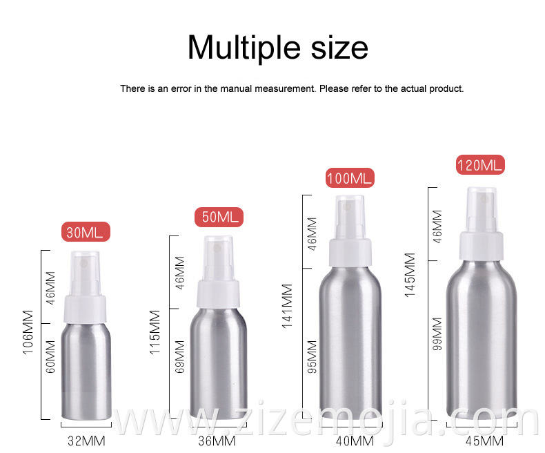 Specially packaging 50ml 100ml shampoo perfume spray aluminum cosmetic bottle